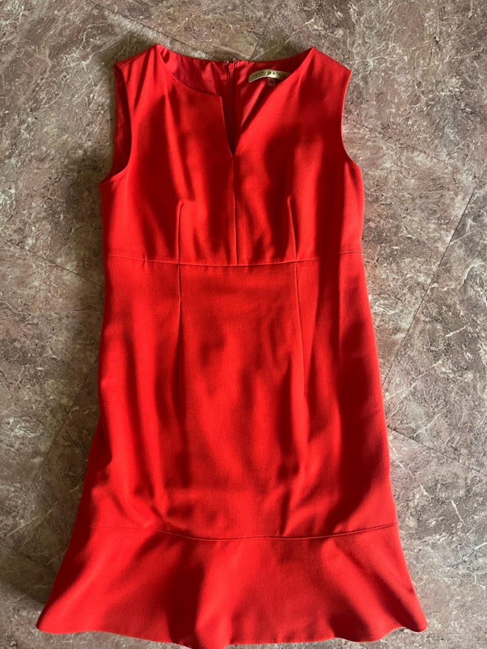 Nipon Boutique Vibrant Red Sleeveless Midi Dress with Flounce Hem